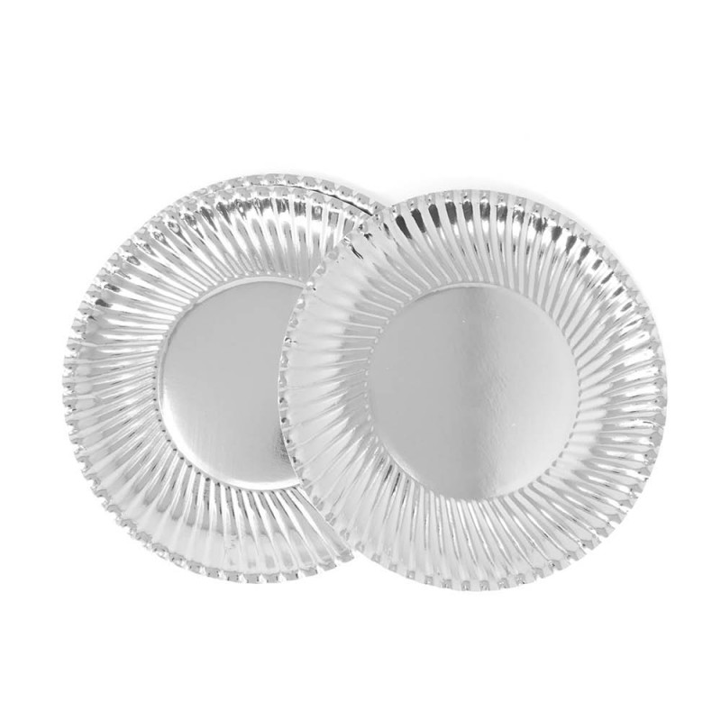 Assiette carton métallisée argent 24 cm