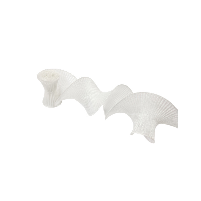 Ruban plissé armé brillant blanc