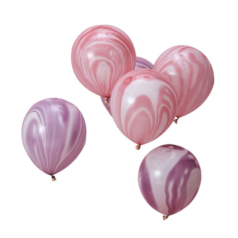Ballons rose et violet marbré x10