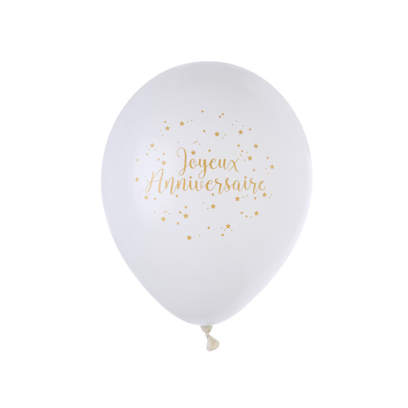 6 ballons de joyeux anniversaire en or blanc, ballons de fête en or, ballons  d'anniversaire, ballons de fête d'anniversaire -  France