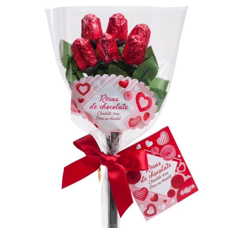 Bouquet Fleurs Chocolat Saint Valentin x6