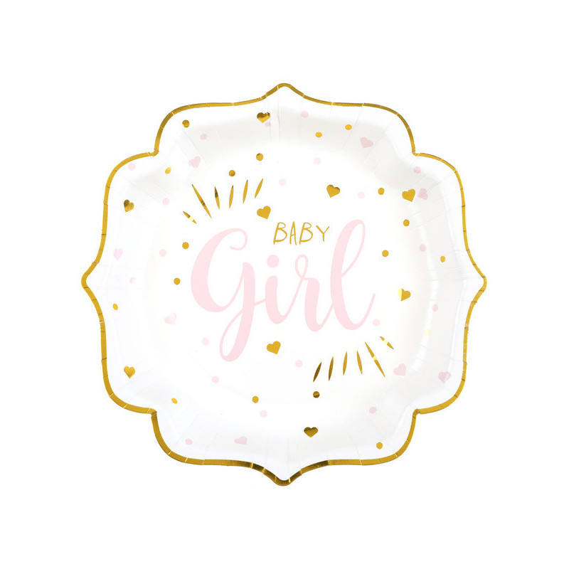 Assiette Hello Girl Baby Shower en carton x10