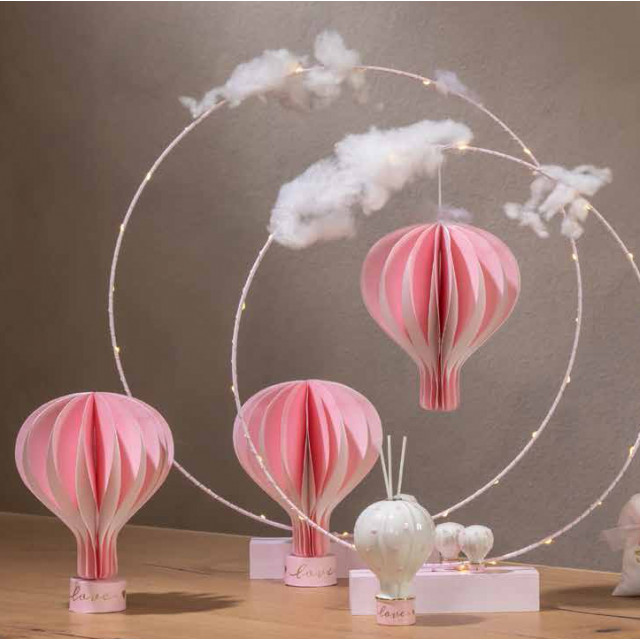 Montgolfière 30 cm en papier rose