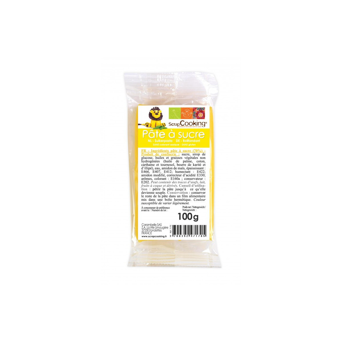 Sachet Pâte à Sucre jaune 100g