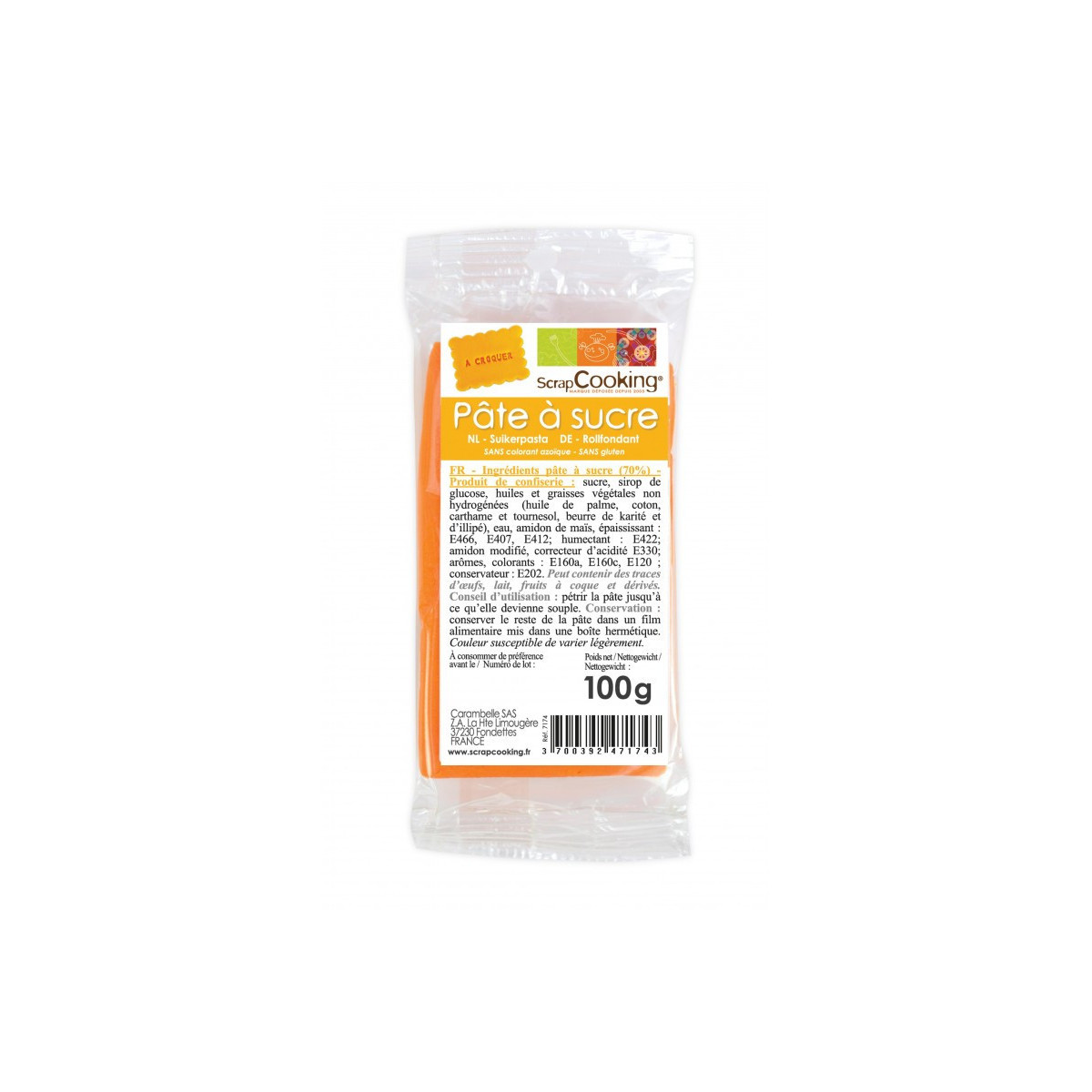 Sachet Pâte à Sucre orange 100g