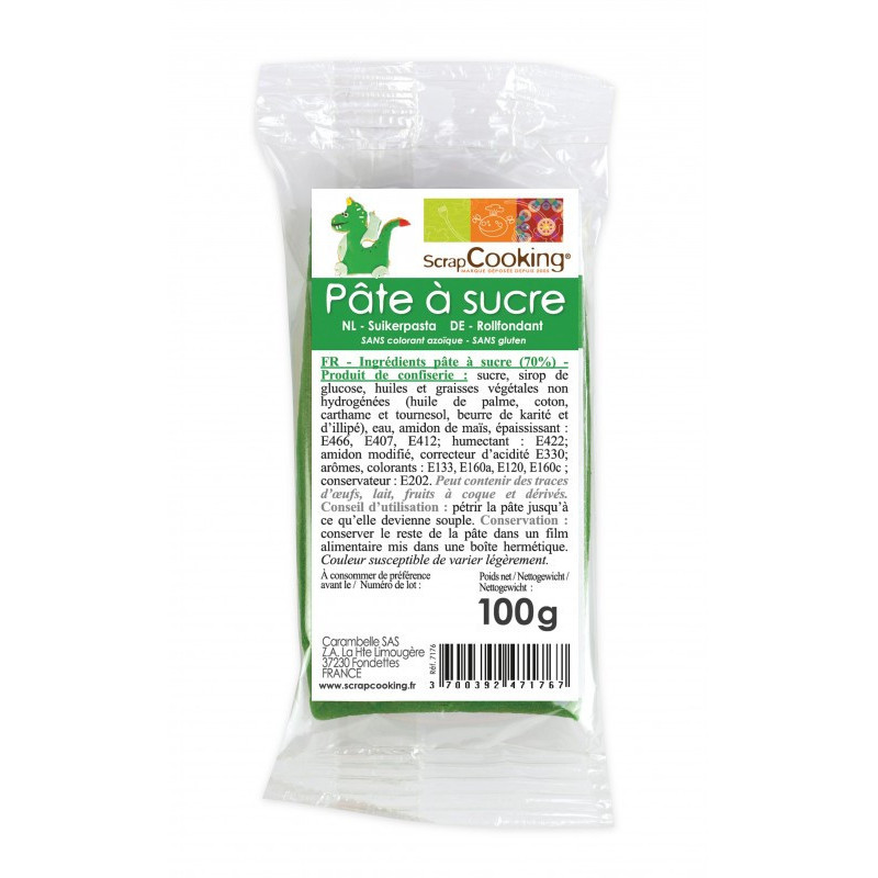 Sachet Pâte à Sucre vert foncé 100g