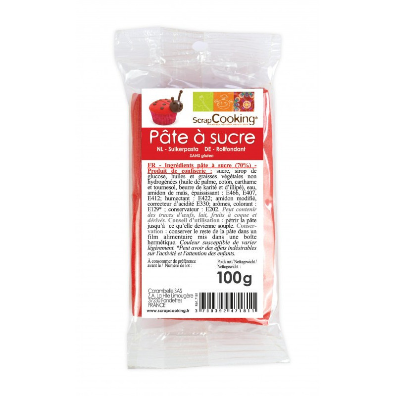 Sachet Pâte à Sucre rouge 100g