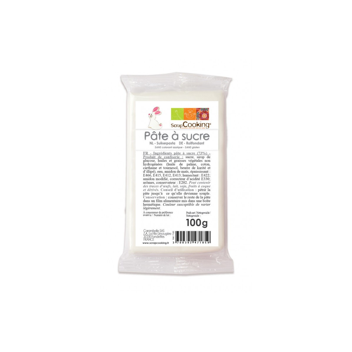 Pâte à sucre Blanche bermude - Décoration Pâtisserie - 200 gr
