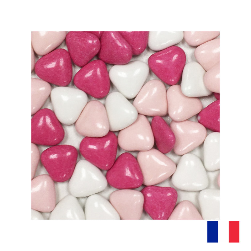 1kg Dragées Coeur Variation Rose 70%