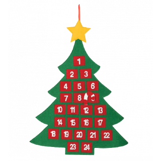Calendrier de l'avent sapin en tissu 55x70cm