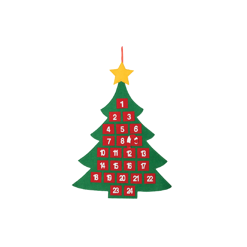 Calendrier de l'avent sapin en tissu 55x70cm