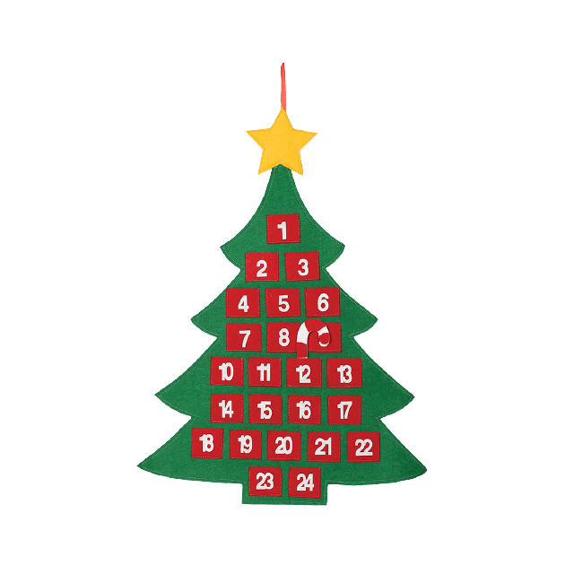 Calendrier de l'avent sapin en tissu 55x70cm