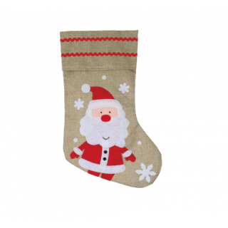 Chaussette père noël en jute 43 cm