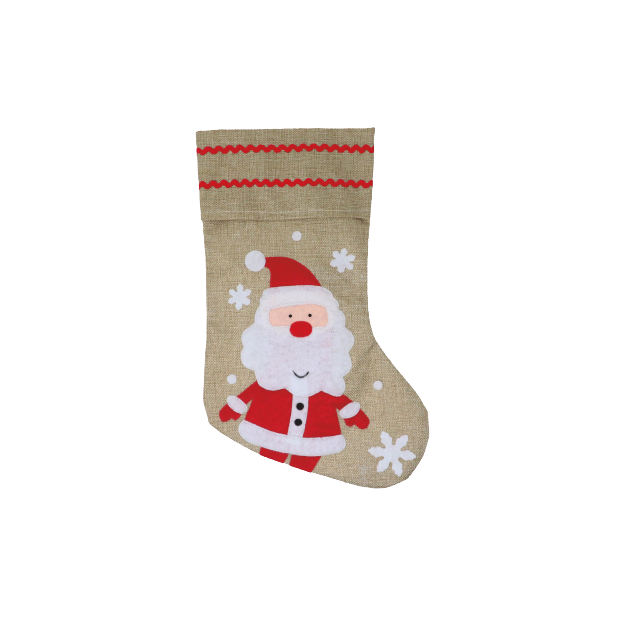 Chaussette père noël en jute 43 cm