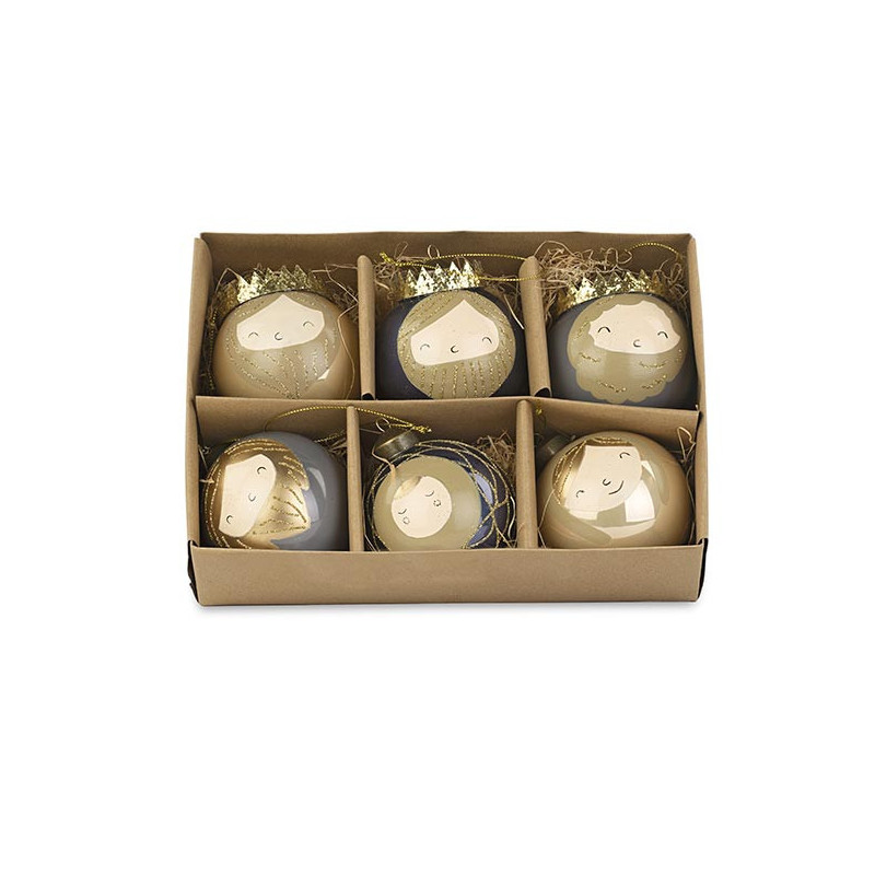 Coffret 6 boules de noel de couleur or Coffret 6 boules de noel de couleur or