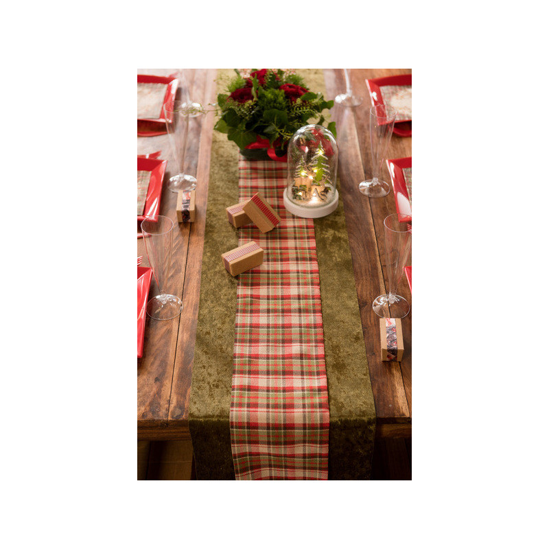 Chemin de table Noël à carreaux