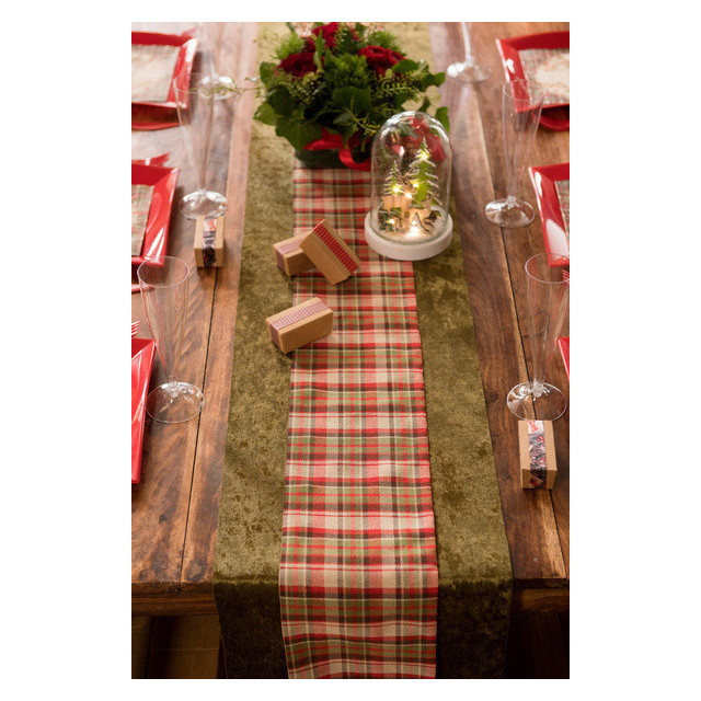 Chemin de table noël écossais en tissu 15 cm x 5 m