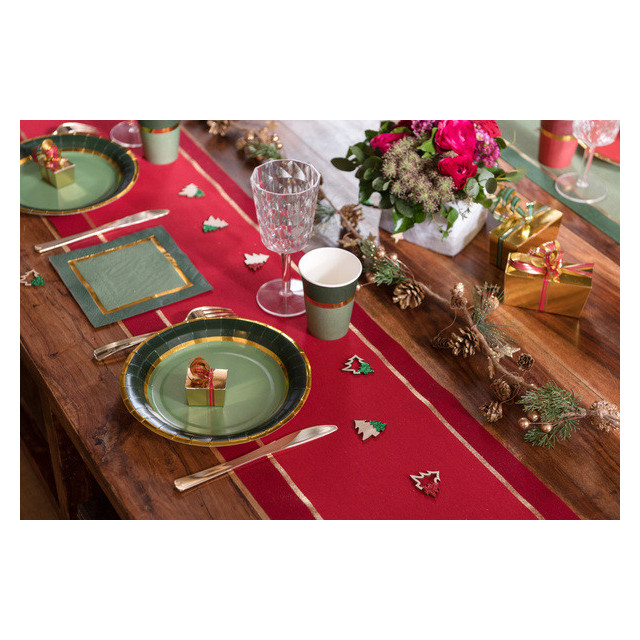 Chemin de table rouge avec étoiles mètalilisé or - Le marché de Noël -  Creavea