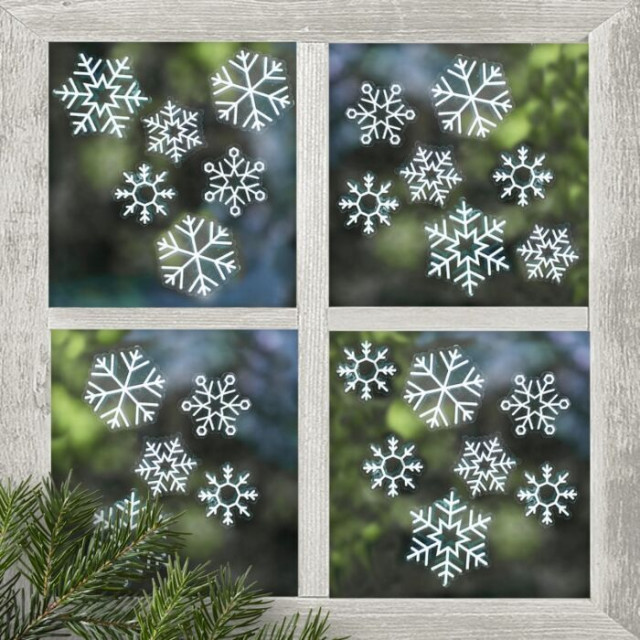48 Réutilisable Noël Flocons de Neige Autocollants Decals Home Shop Windows Decor Cadeau