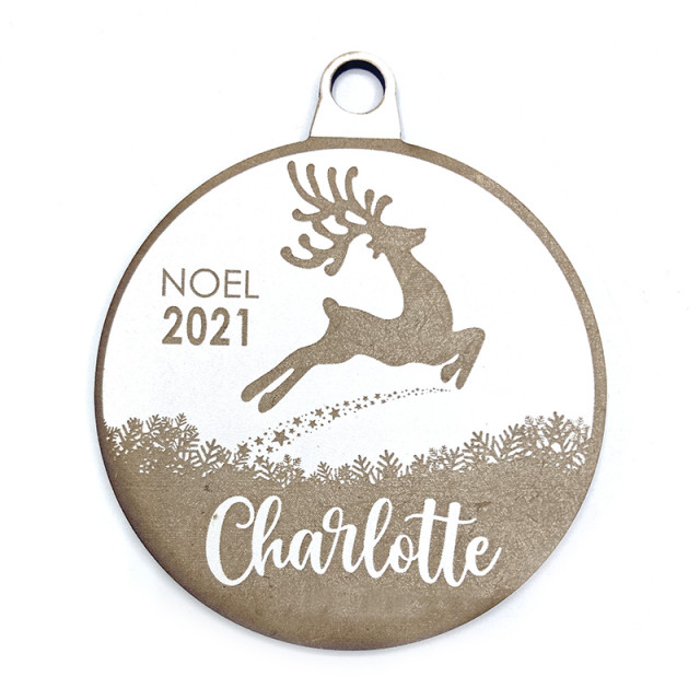 Boule de Noël personnalisable cerf blanc