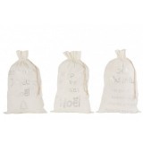 3 sacs cadeaux Noël en velours blanc avec inscription de termes français 80 cm
