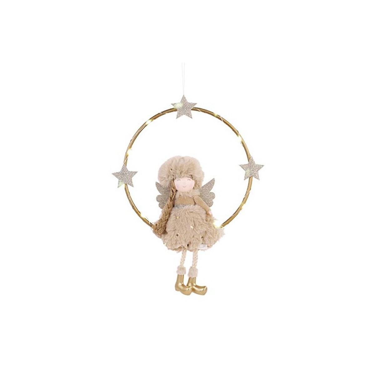 Ange petite fille avec cercle lumineux 27 cm