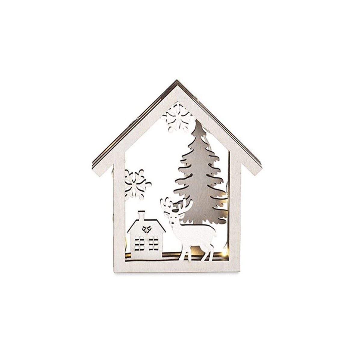 Maison décor noël à led en bois blanc 15 cm