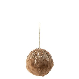 Boule suspendue en velours et paillettes marron pour décorer votre sapin de Noël