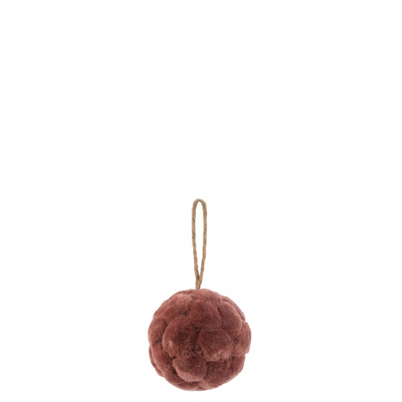 Boule suspendue en mousse vieux rose pour décorer votre sapin de Noël