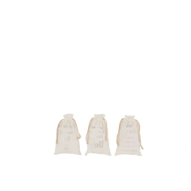 3 pochettes de Noël en velours blanc avec inscription de termes français