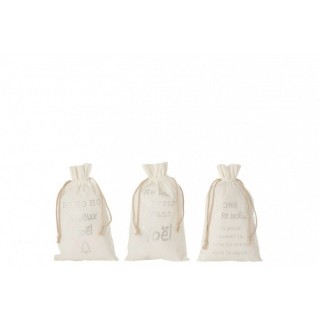 3 sacs cadeaux Noël en velours blanc avec inscription français 49 cm
