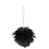 Boule décorative suspendue à plumes noire