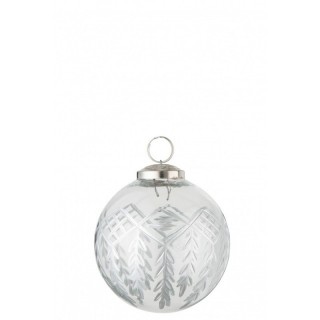 Boule de Noël en verre transparent et décoration argent