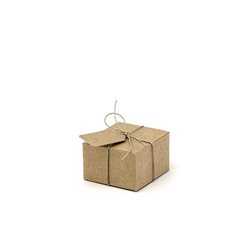 10 x Boite Cube Dragées Kraft + Lien et Etiquette
