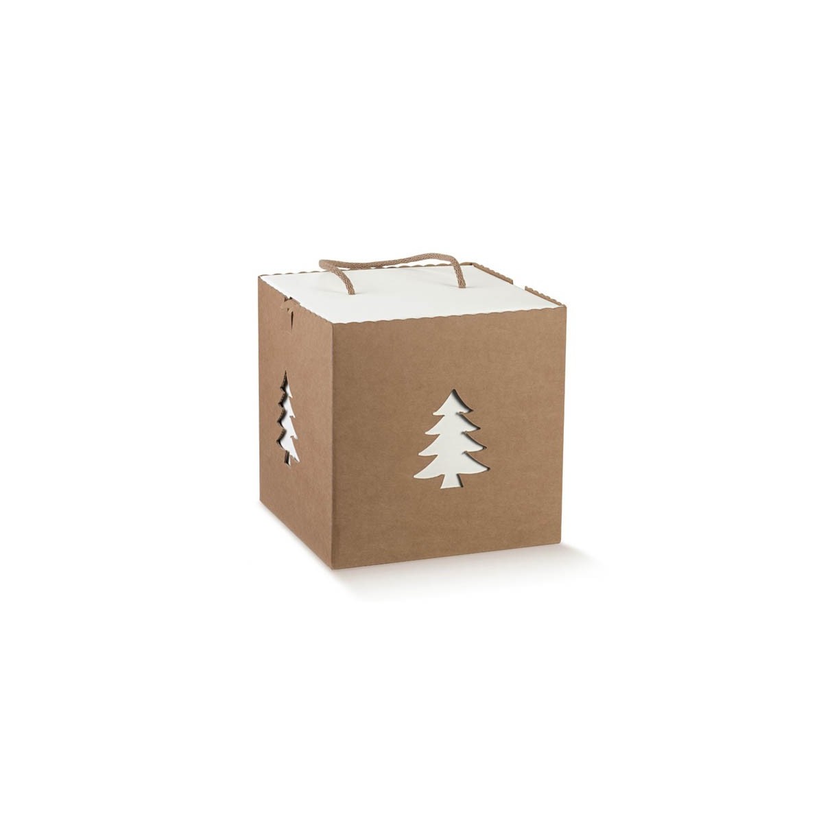 Boite cadeaux en carton avec décoration sapin