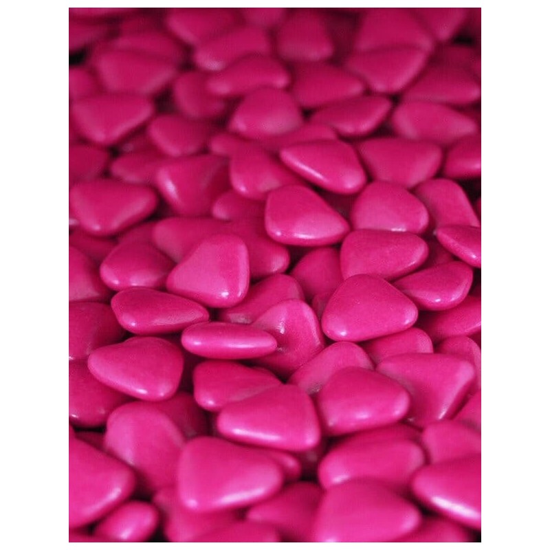 1kg Dragées coeur chocolat Fuchsia