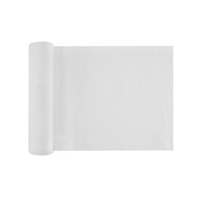 Chemin de Table Gaze de Coton Blanc