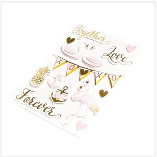 12x Stickers Amour Rose et Or