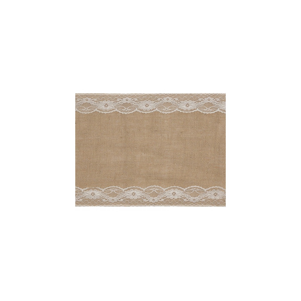 Chemin de table toile de jute dentelle