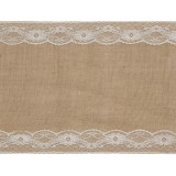 Chemin de table toile de jute dentelle