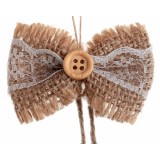 6 x Noeuds papillon jute et dentelle