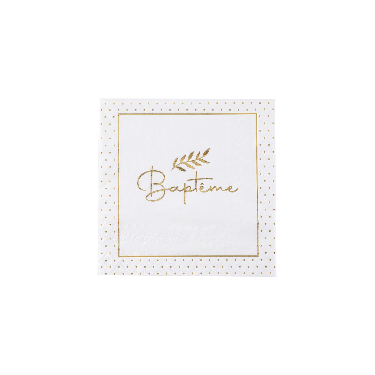 Serviette Bapteme Or x 20