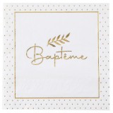 Serviette Bapteme Or x 20