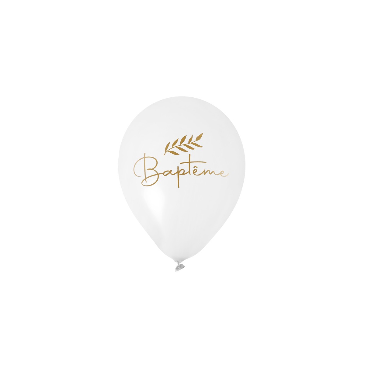 6x Ballon baptême blanc et doré