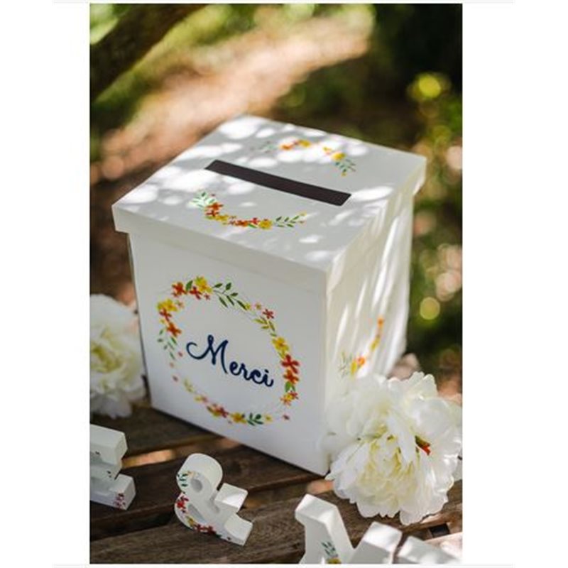 Urne Mariage "Merci" Flower Couleur