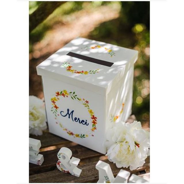 Urne Mariage "Merci" Flower Couleur