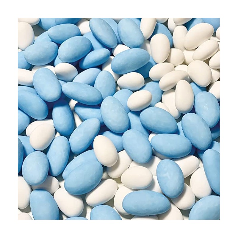 1KG Dragées Amande blanc et bleues