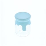 Pot Dragées Verre Couvercle Silicone Bleu x1