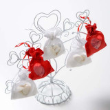 Sachet Dragées Rouge avec fenêtre coeur x 6