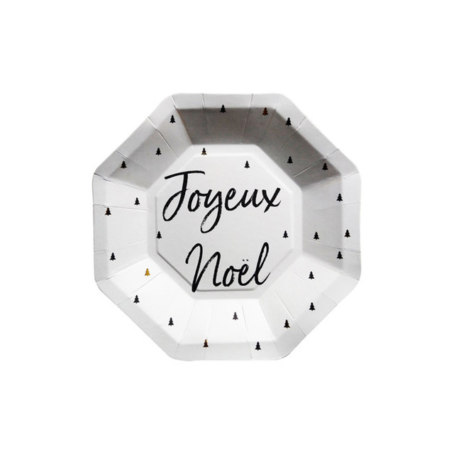 Assiette Noel Blanc Noir x8